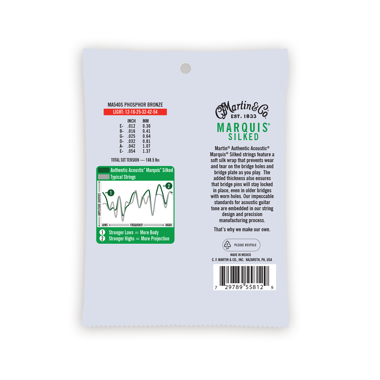 MA540S Authentic Acoustic Marquis® Silked Guitar Strings 12-54, Light, 92/8