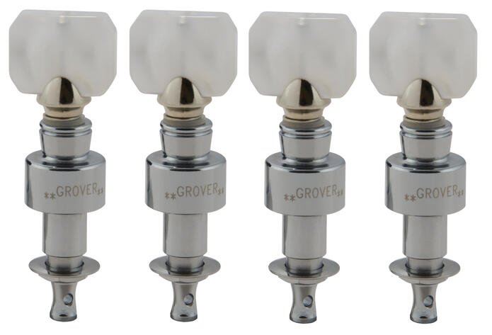 120C Geared Banjo Pegs with Square Pearloid Button - 4 pcs. - Chrome