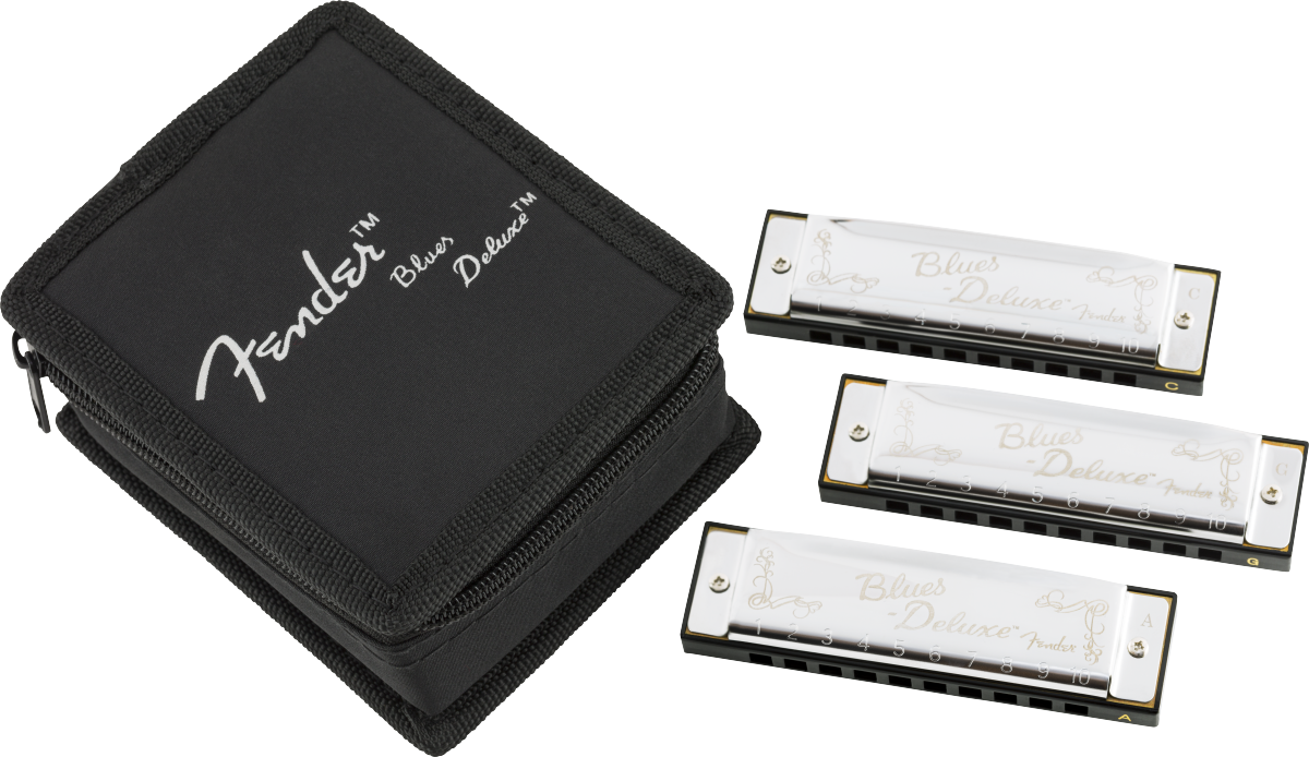 Blues Deluxe Harmonica Pack of 3, with Case C, G und A Keys