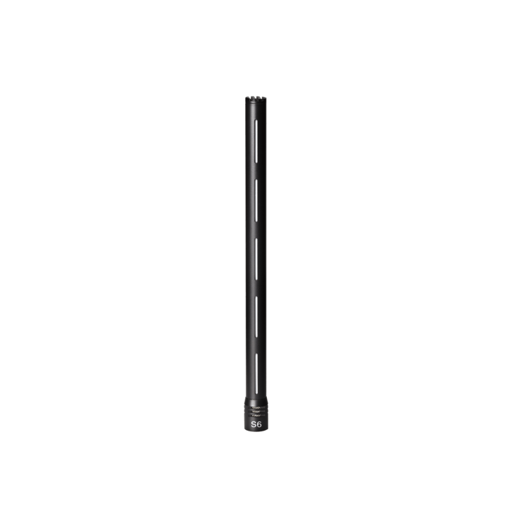 Schwarze Stabantenne, Zylindrische Form, Schwarzes Gehäuse, Vertikale Schlitze, Modell S6