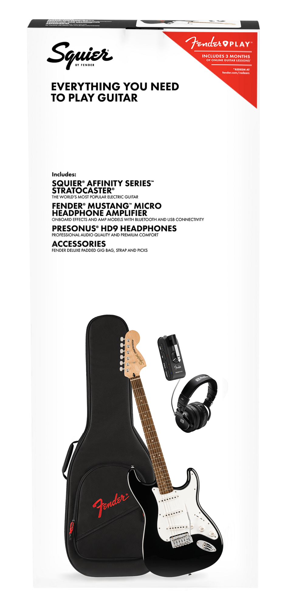 Squier AffinitySeries Stratocaster Mustang Micro Pack