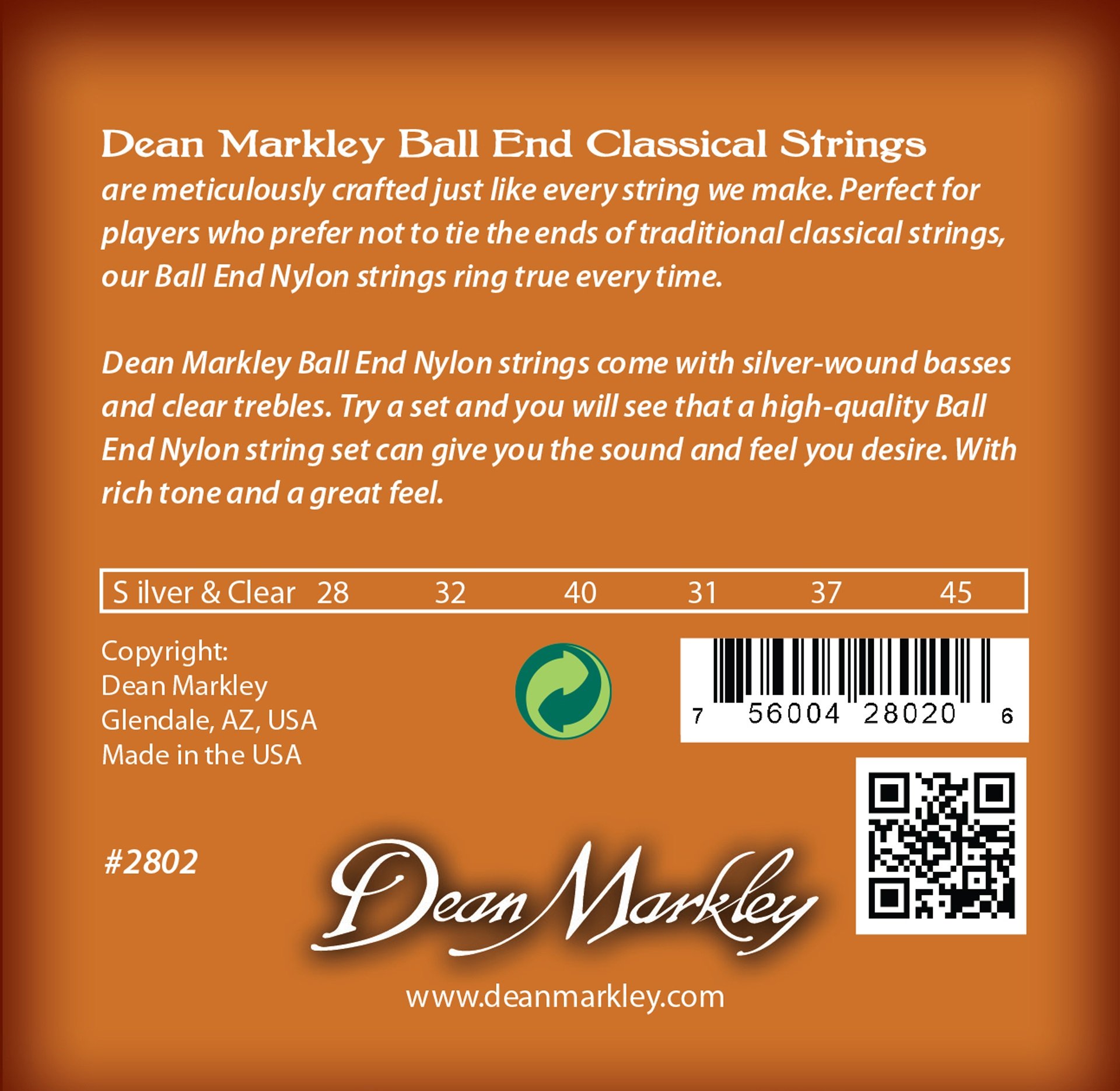 Ball End Nylon - 2802 - Classical Guitar String Set, .028-.042