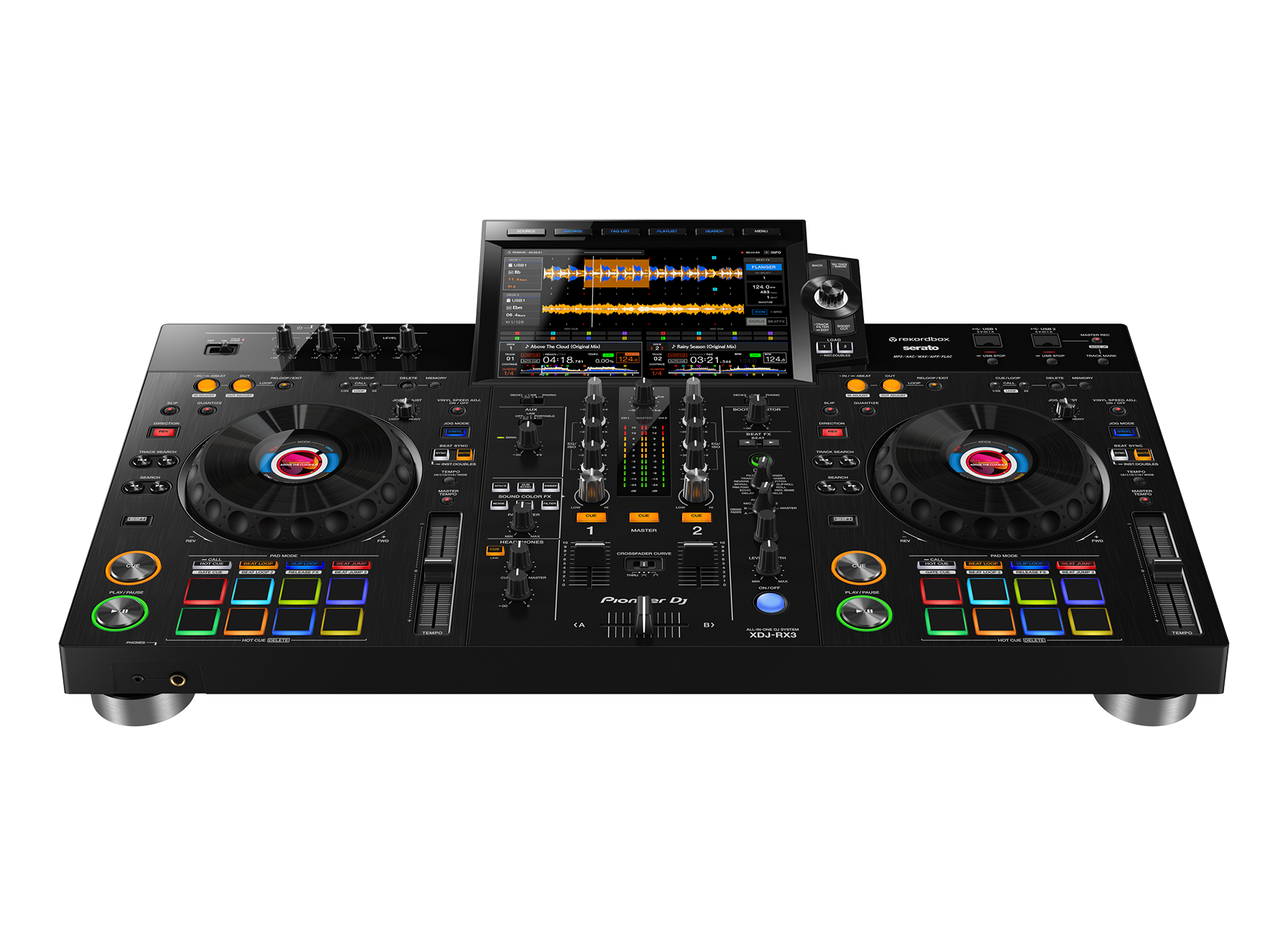 DJ-Controller, Mischpult, Doppel-Deck, Touchscreen, Schwarz