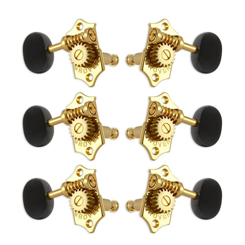 V97-18GAE Sta-Tite Machine Heads  Ebony Button Gold