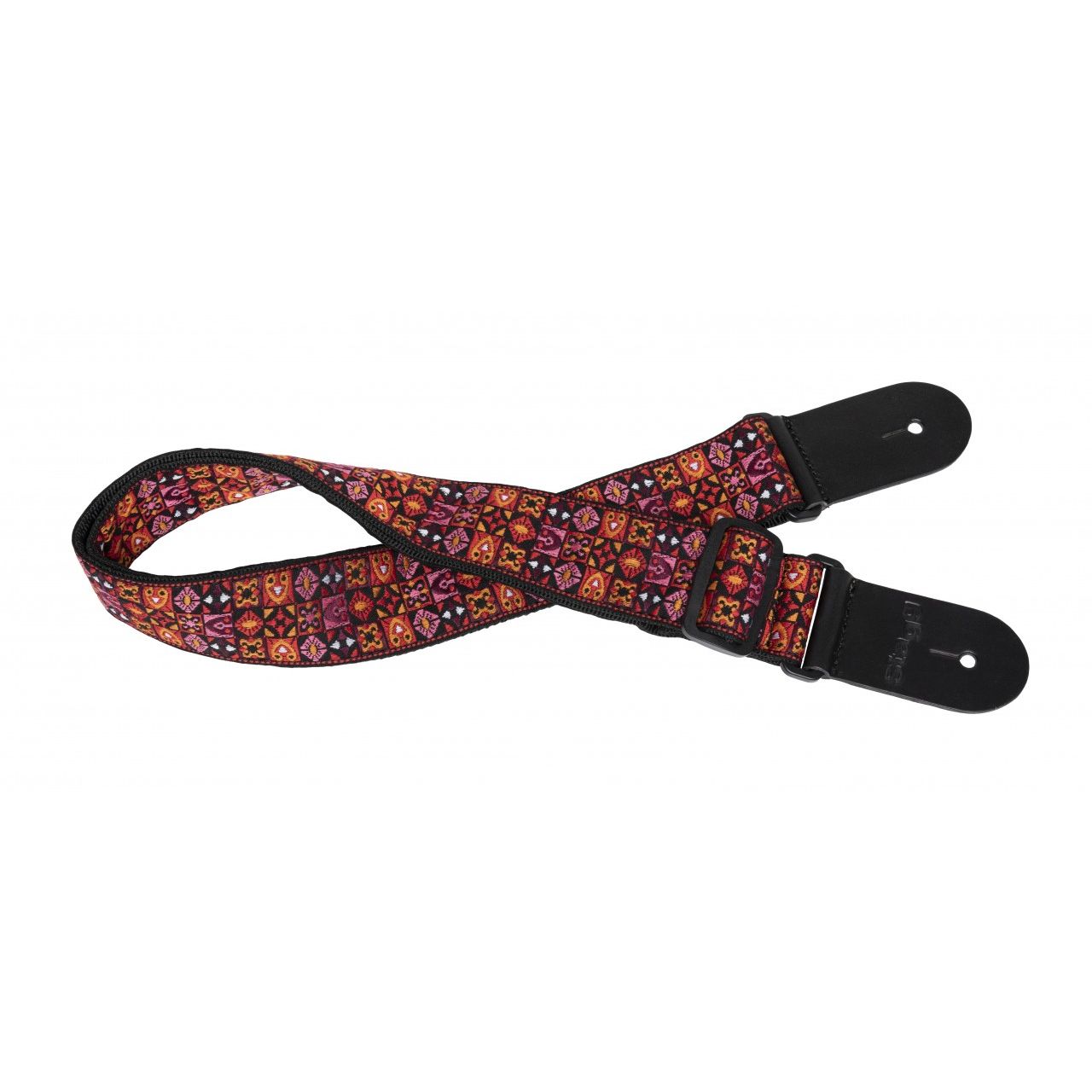 Woven Gitarrengurt mit Hootenanny-Muster rot