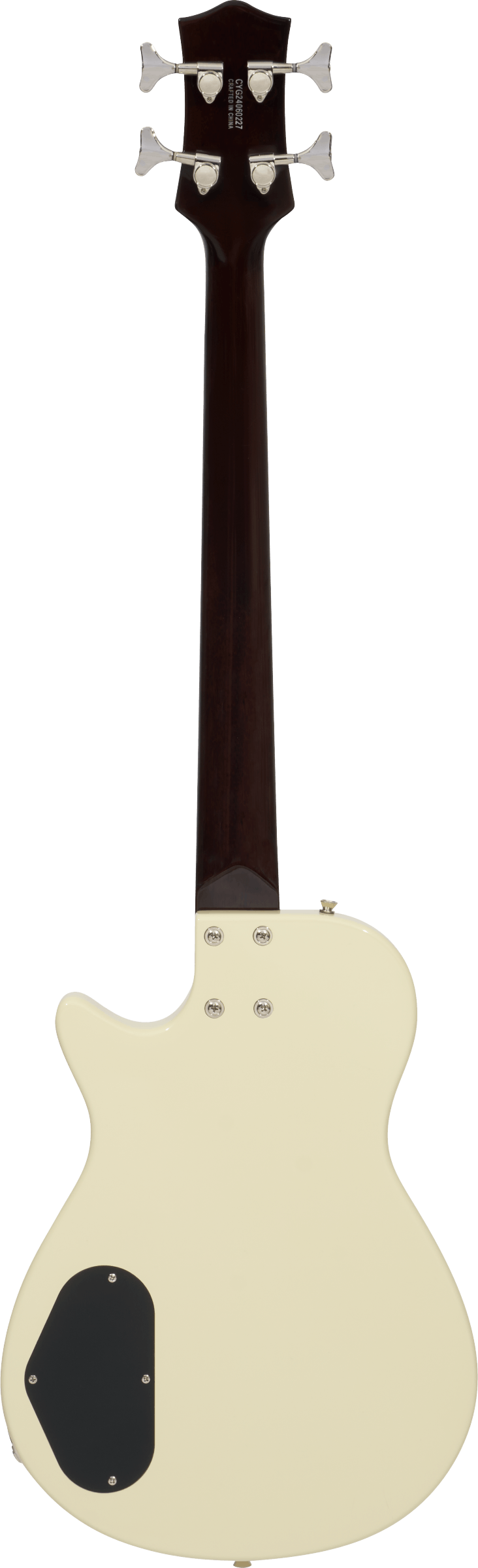 E-Gitarre, cremefarbener Korpus, Massivkorpus, dunkler Holz Hals, Stimmmechaniken