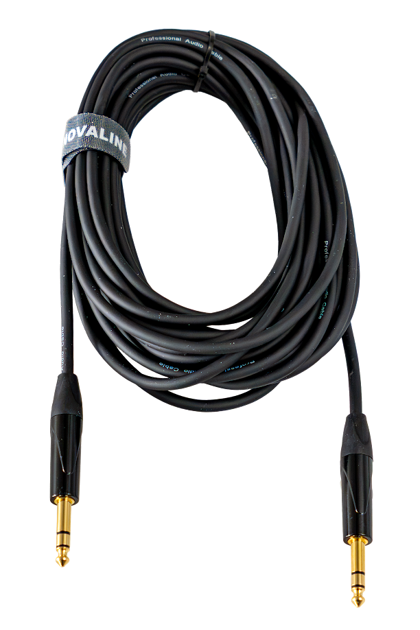 Audiokabel, schwarz, Klinkenstecker, vergoldete Stecker, aufgerollt