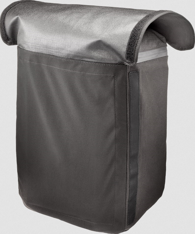 Fahrradtasche, Textilgewebe, Dunkelgrau, Klettverschluss, Klappdeckel
