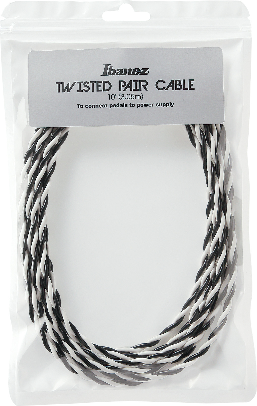 Verdrilltes Kabel, 3m/10ft - Black & White