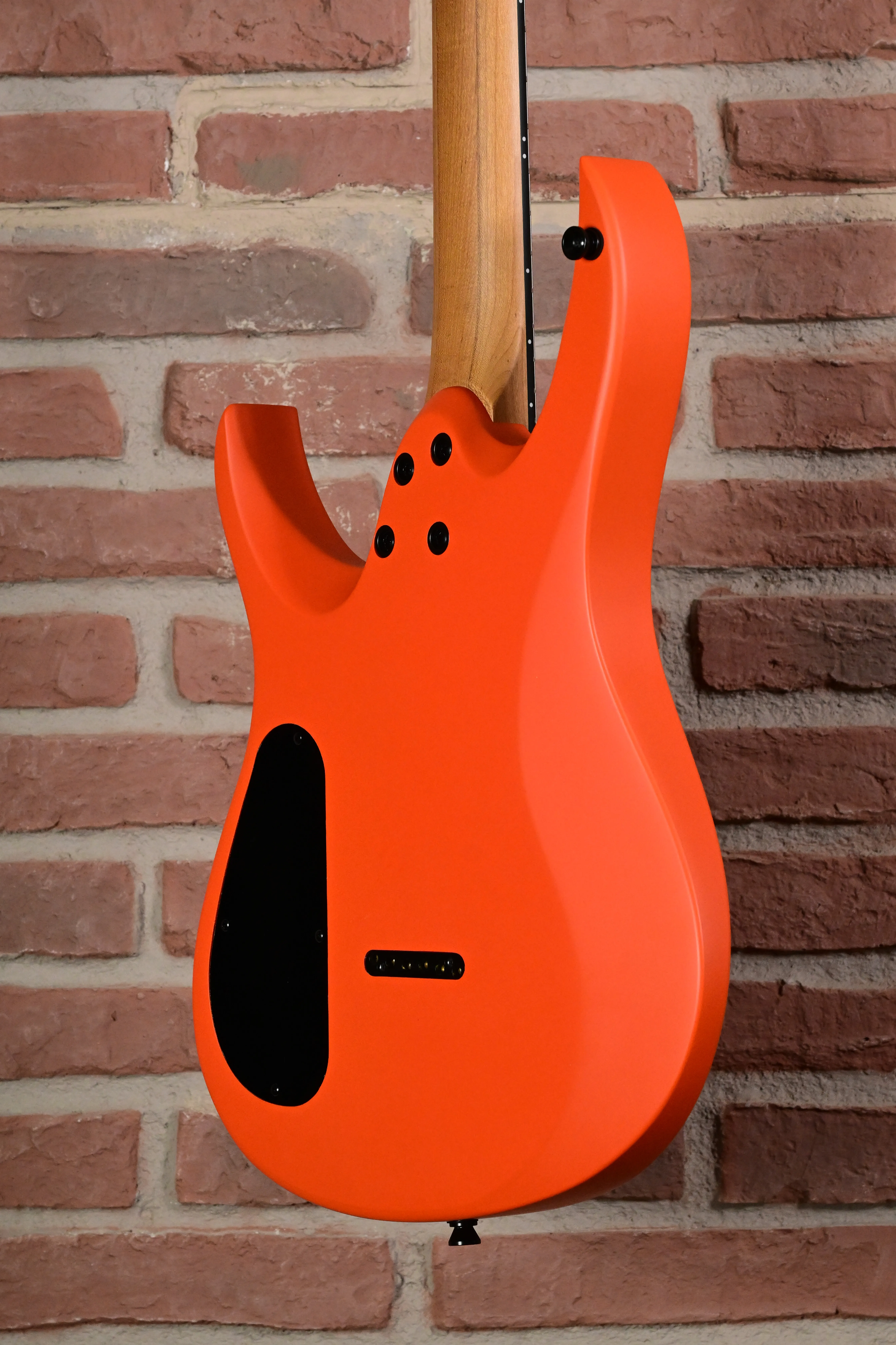 E-Gitarre, Korpus aus Holz, Orange, Einfarbig, Schwarze Hardware