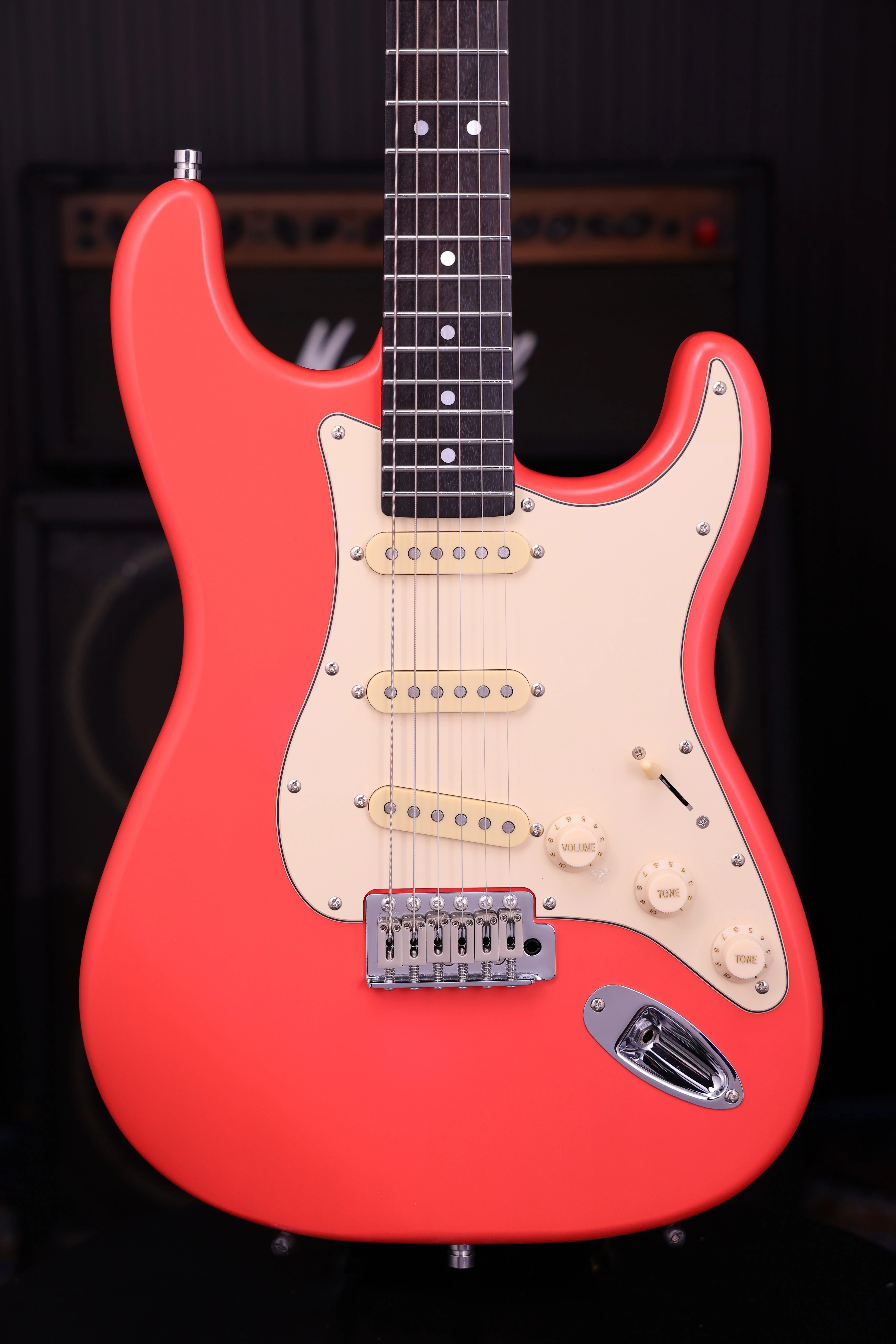 PS-3 Fiesta Red SSS ST-Style E-Gitarre