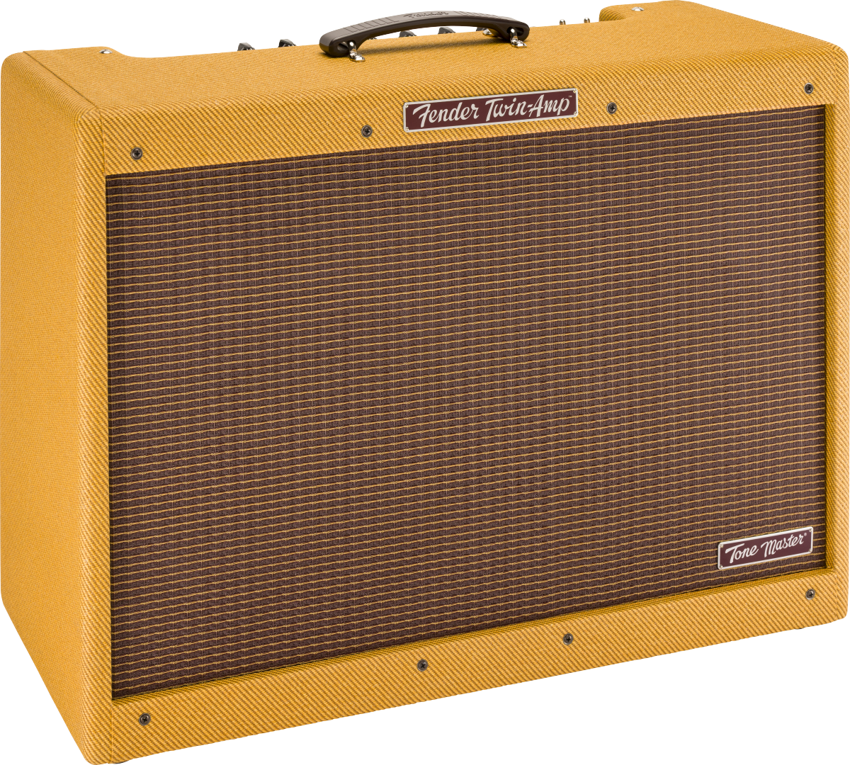 Gitarrenverstärker, Combo-Verstärker, gelbes Tweed-Gehäuse, Lautsprechergitter, Tragegriff