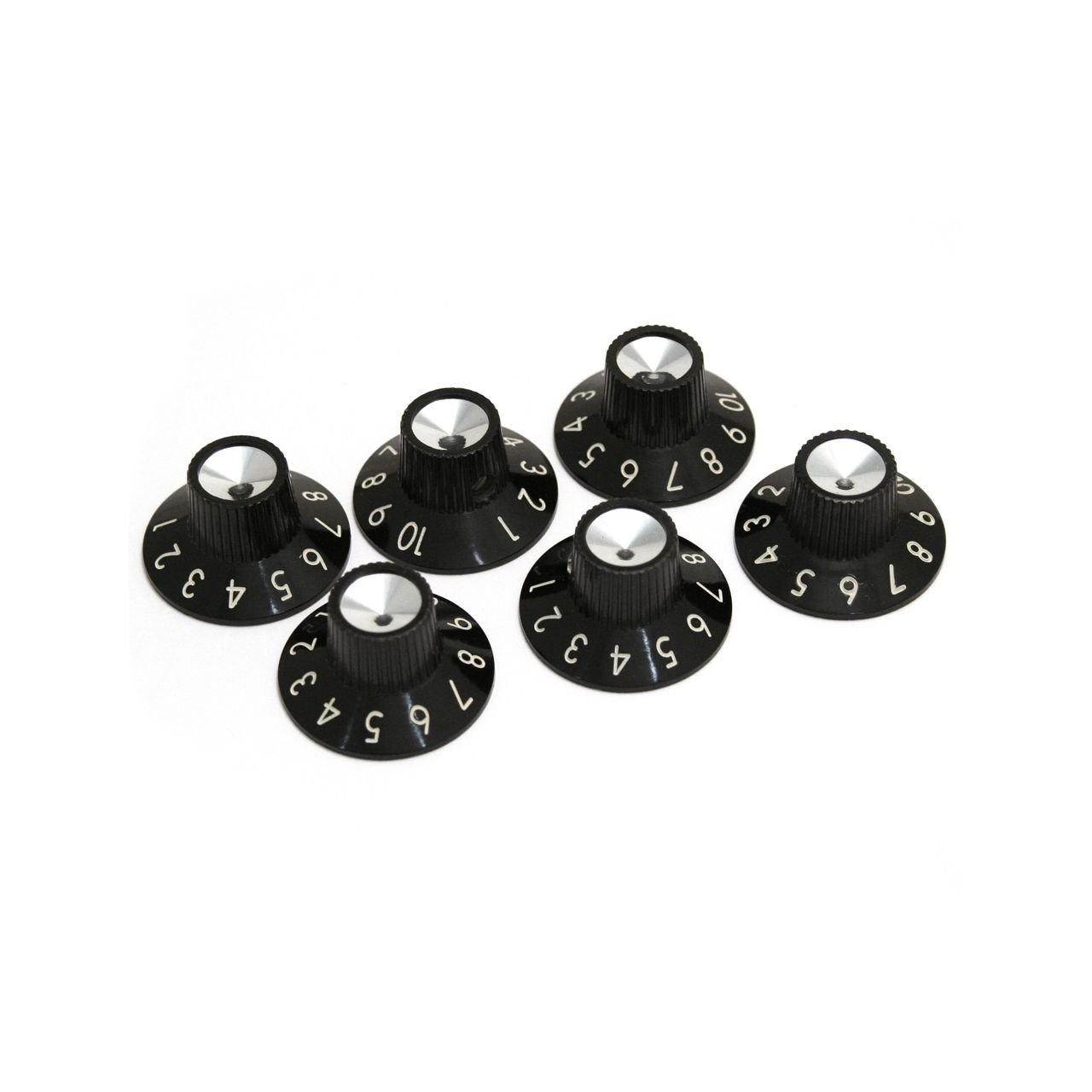Pure Vintage Black / Silver Skirted Amplifier Knobs (6 Stück)