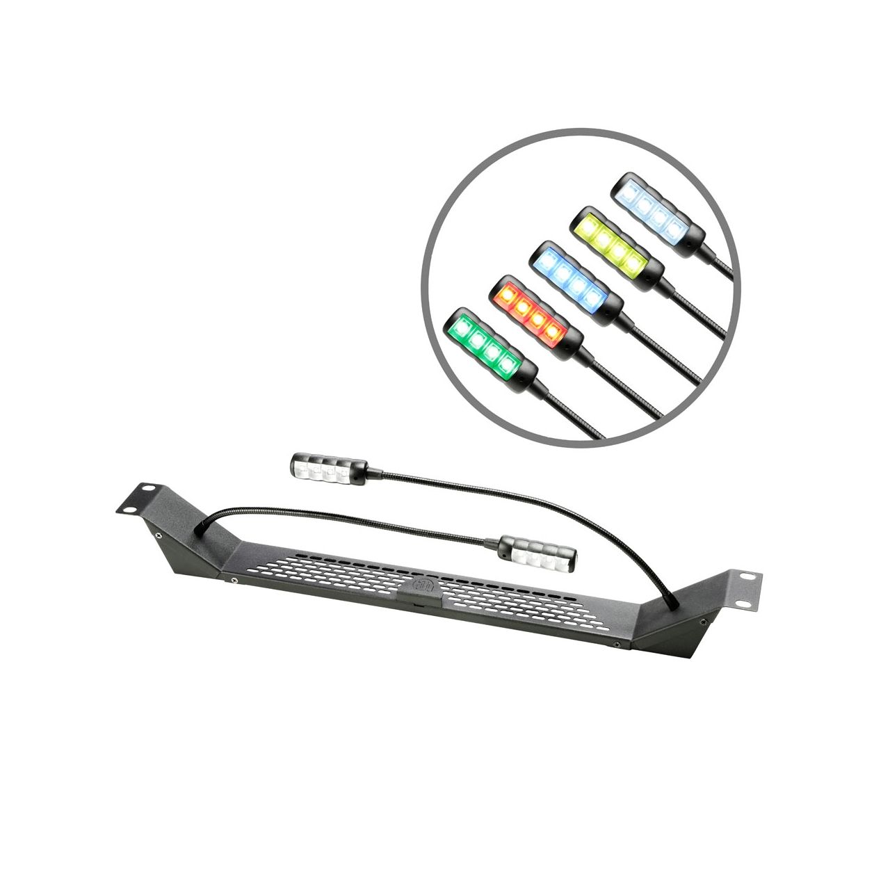 Adam Hall 19" Parts 87463 ULTRA C - COB-LED-Rackleuchte mit zwei Schwanenhälsen und Farbwahl