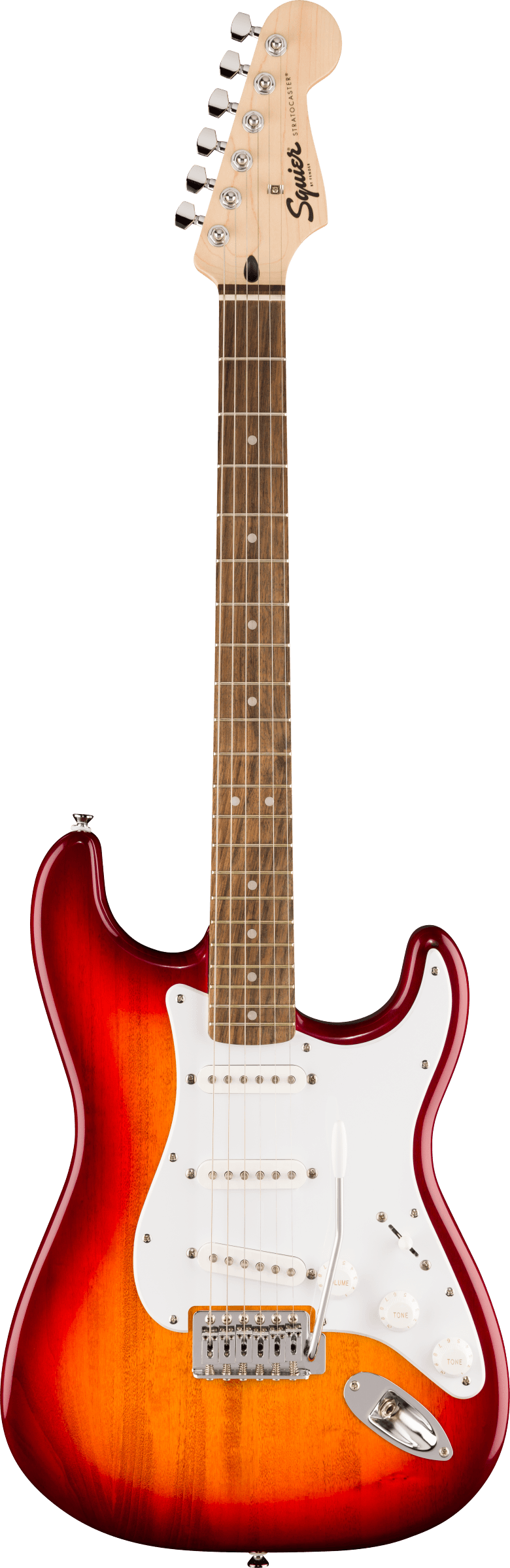E-Gitarre, Sunburst-Lackierung, weißes Schlagbrett, Palisandergriffbrett, Stratocaster-Form