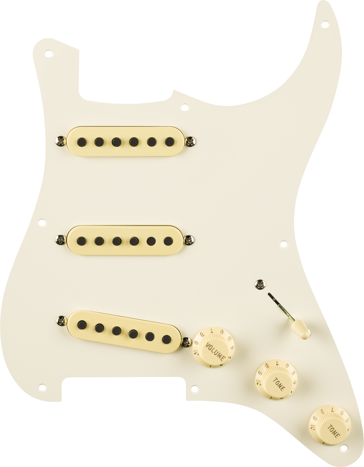 Pre-Wired Strat Pickguard Eric Johnson Parchment 8 Hole