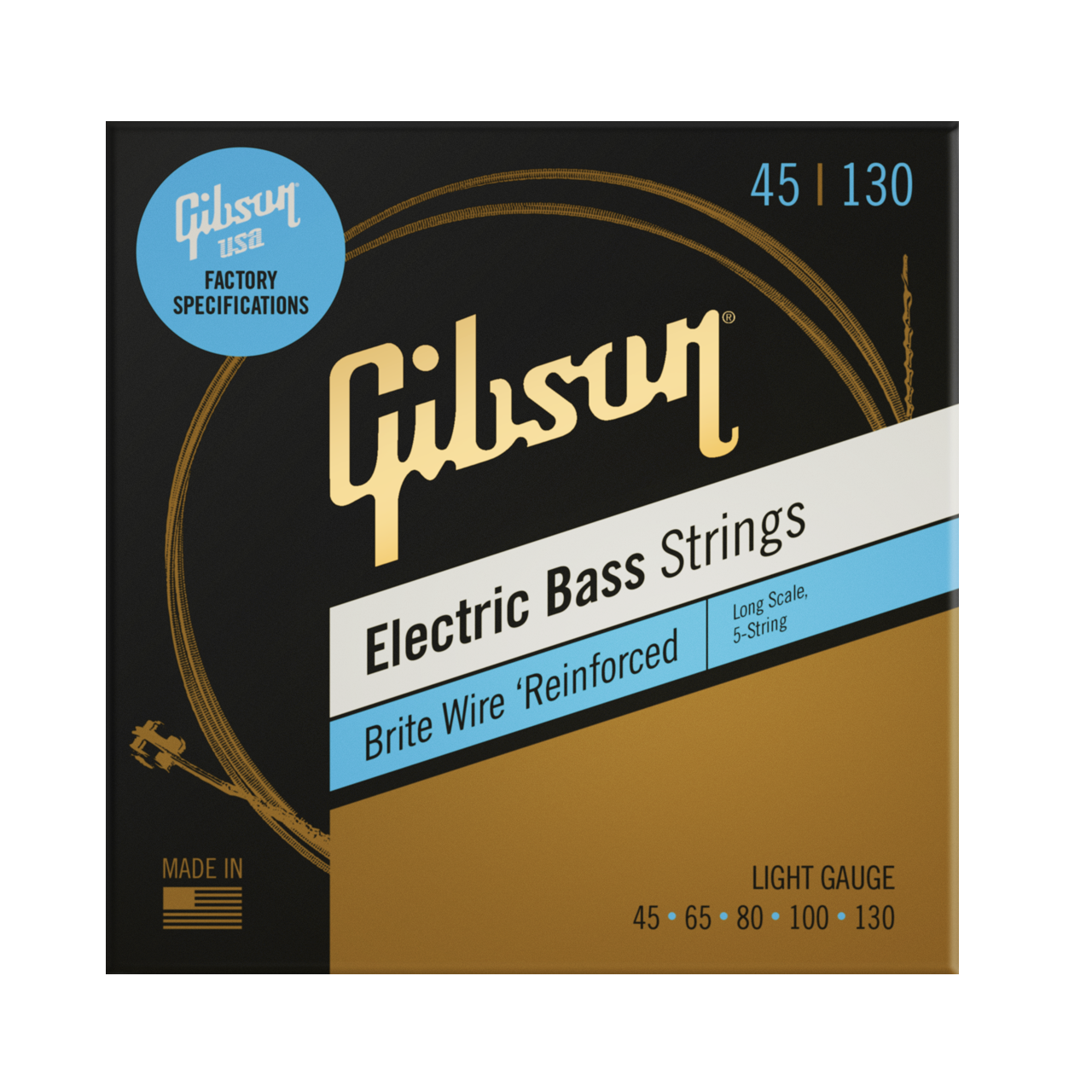 Long Scale Brite Wire E-Bass Saiten, 5-String, Roundwound .045-.130