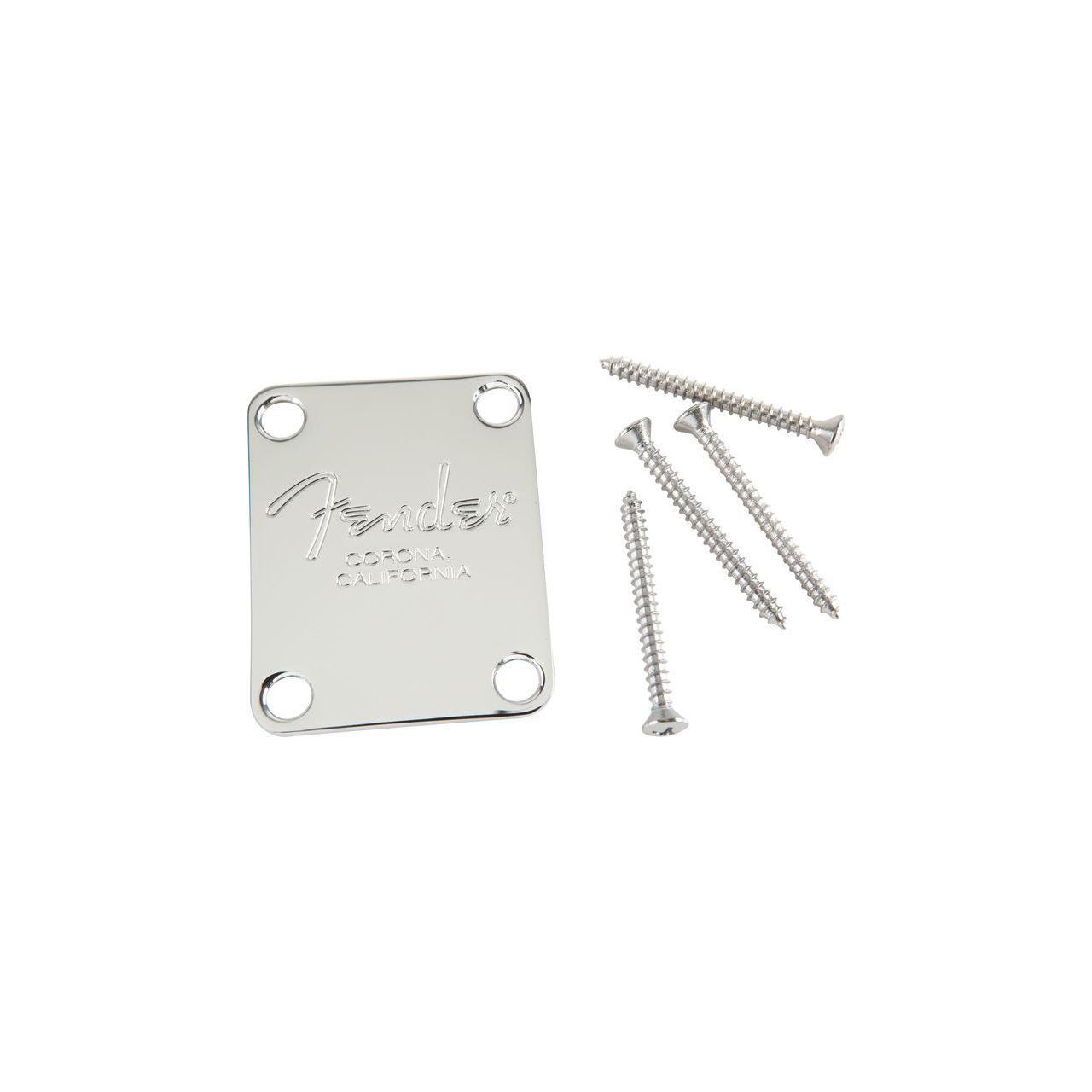4-Bolt American Series Bass Neck Plate with "Fender Corona" Stamp Chrome