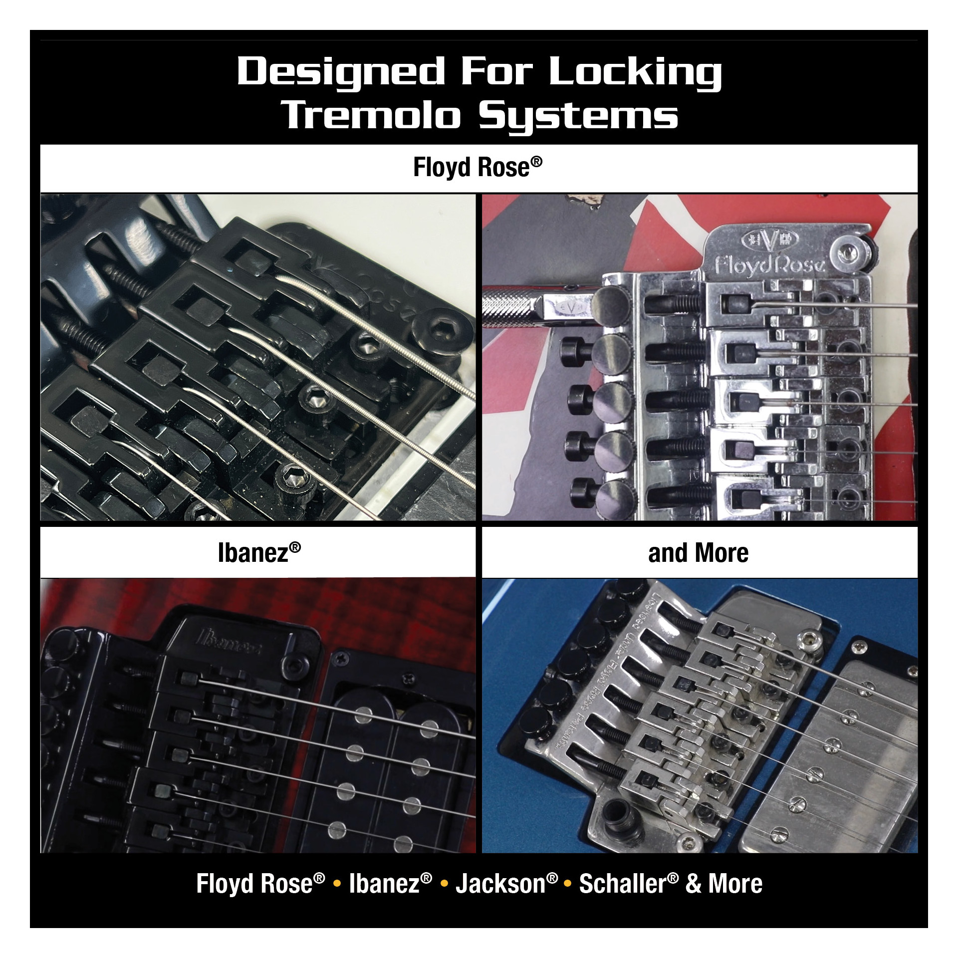 Tremolo-System, Gitarrenbrücke, Saitenklemmung, Metall, Chrom