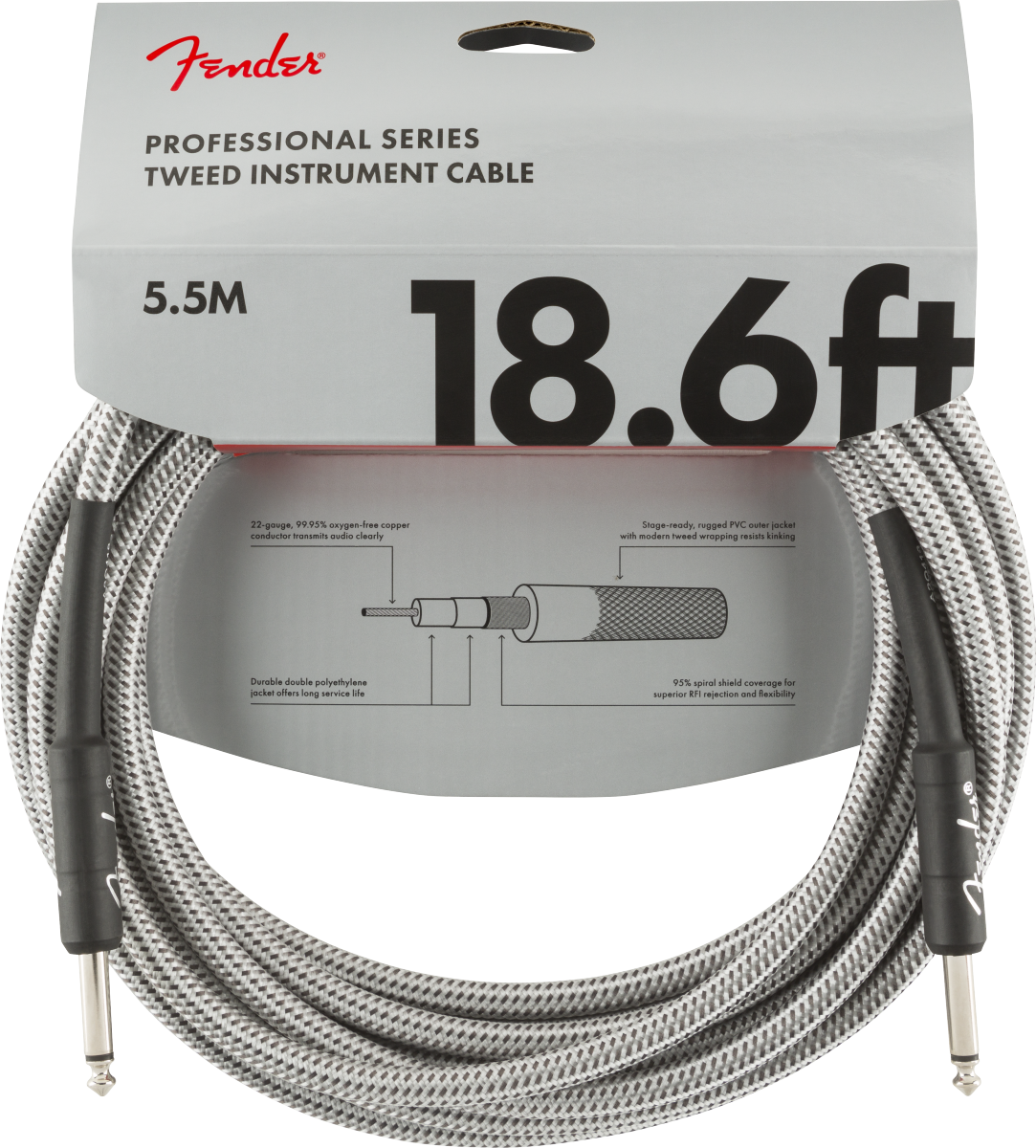 Professional Series Instrument Cable White Tweed 5,5 m