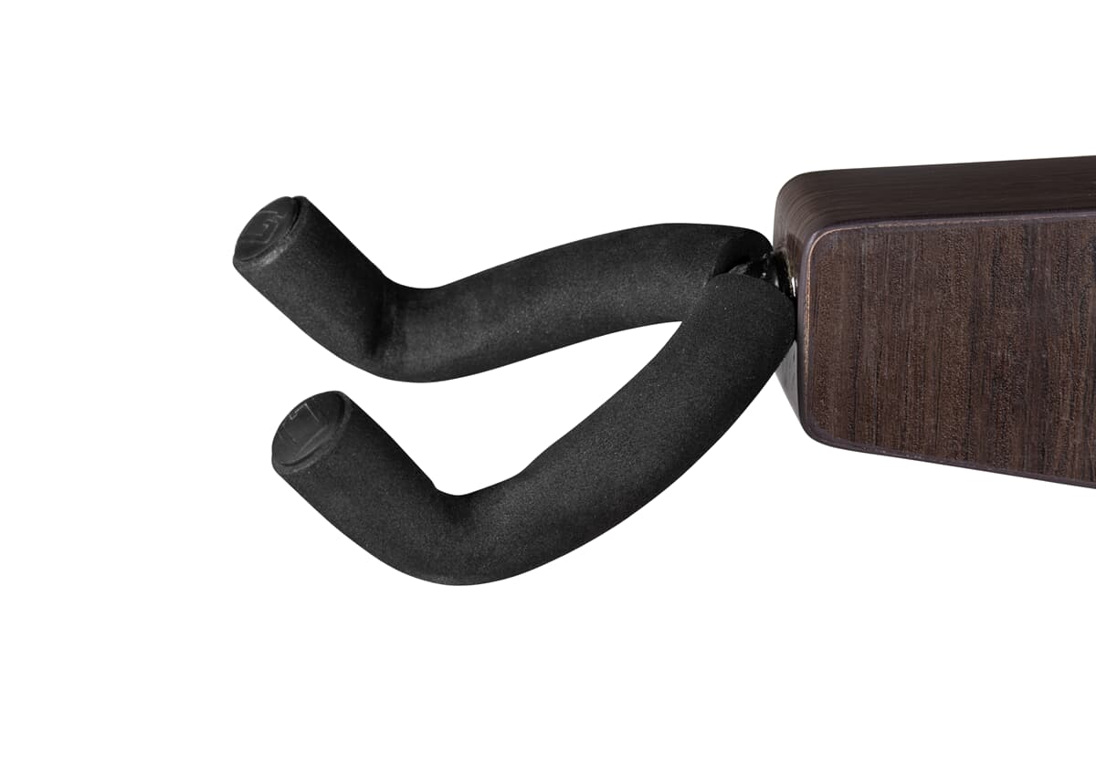 Gitarrenhalter, Wandhalterung, Holzsockel, schwarze Polsterung