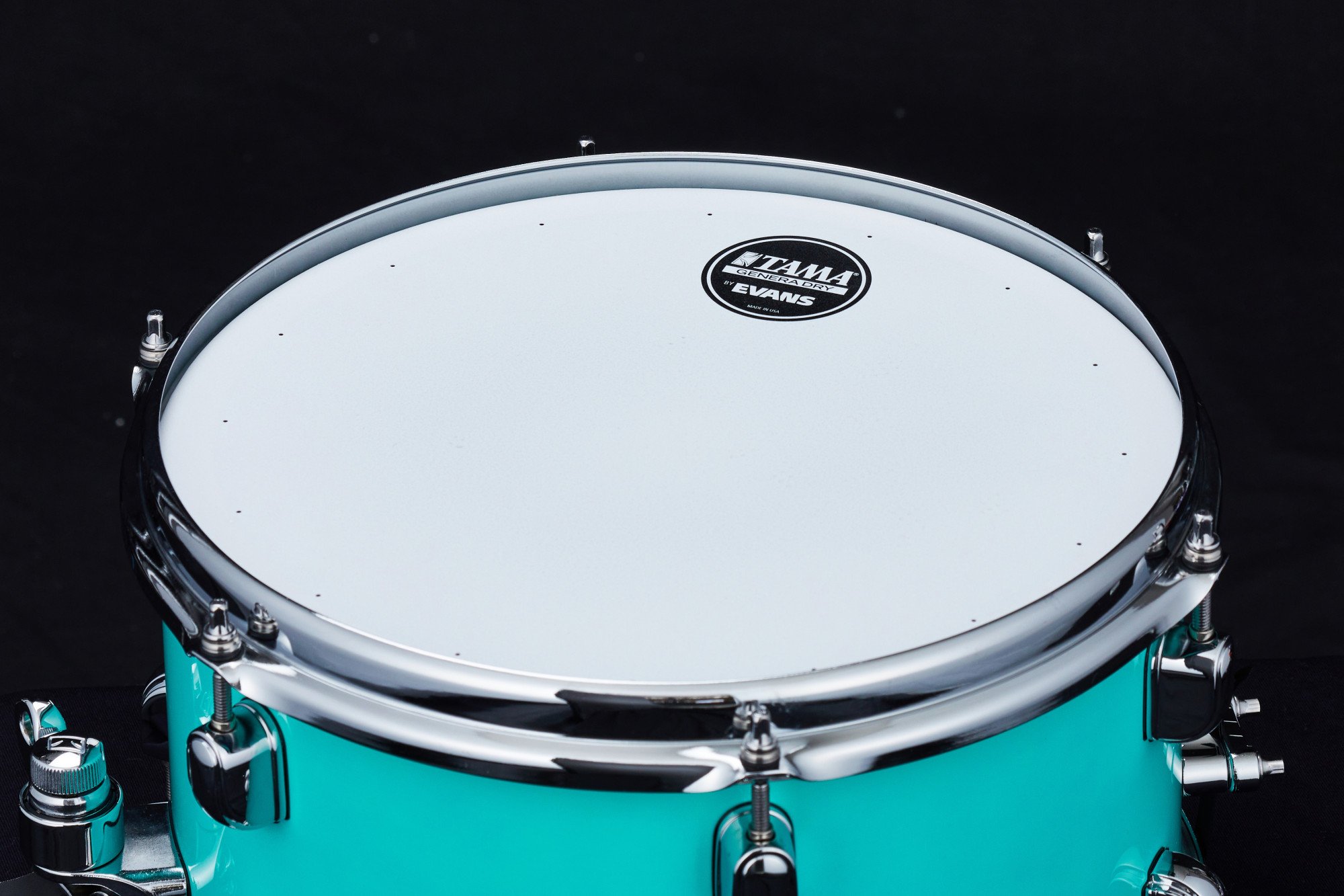 S.L.P. Philo Tsoungui Mod Bubinga Snaredrum 12" x 7" - Electro Turquoise/Chrom HW