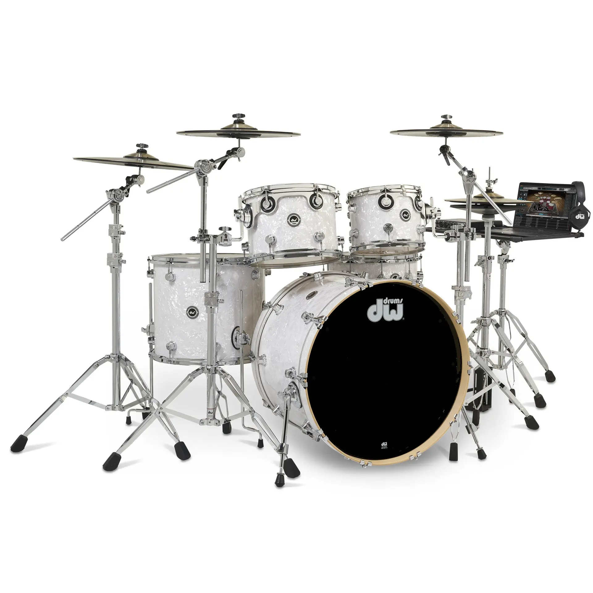 White Marine Pearl | 5-tlg Drum Kit Set mit 4 Becken