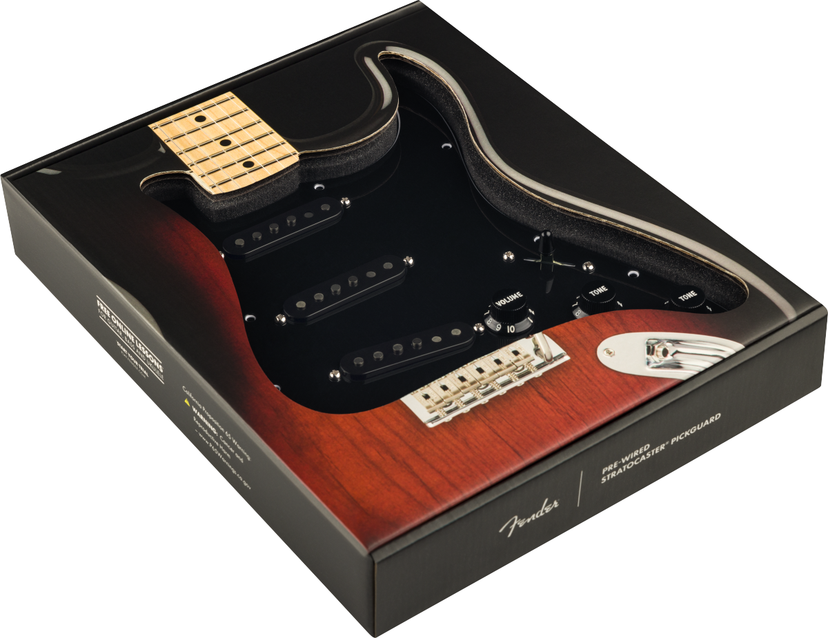 Pre-Wired Strat Pickguard Pure Vintage 65  Black 11 Hole