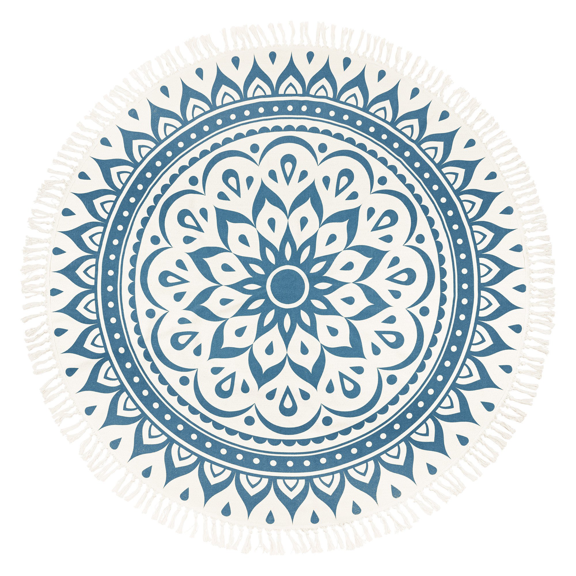Meditation Rug - Navy Blue / Floral Design