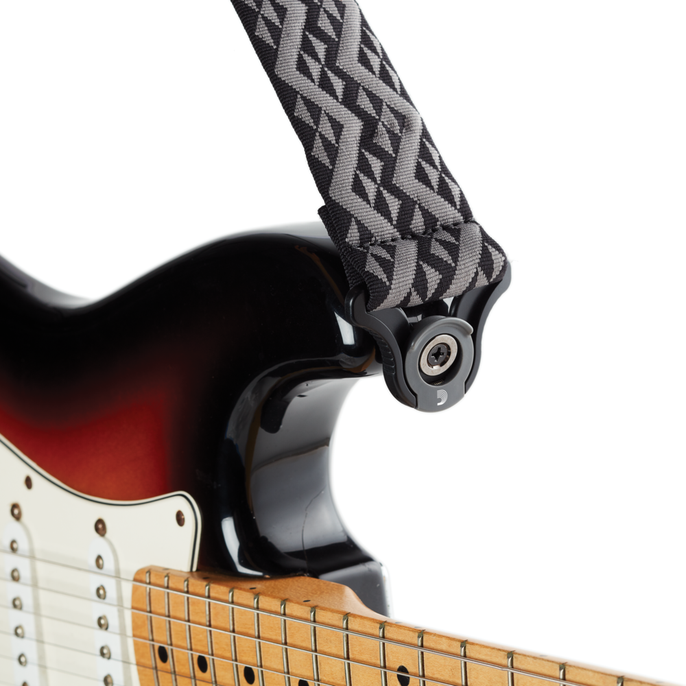 Auto Lock Gitarrengurt, gepolstert, schwarze Geometrien