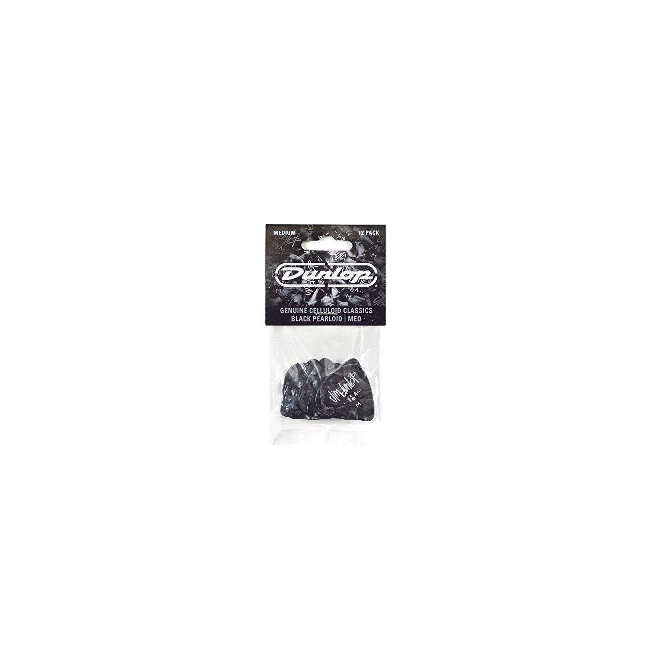 Genuine Celluloid Classic Picks, Player's Pack, 12 pcs., perloid black, medium