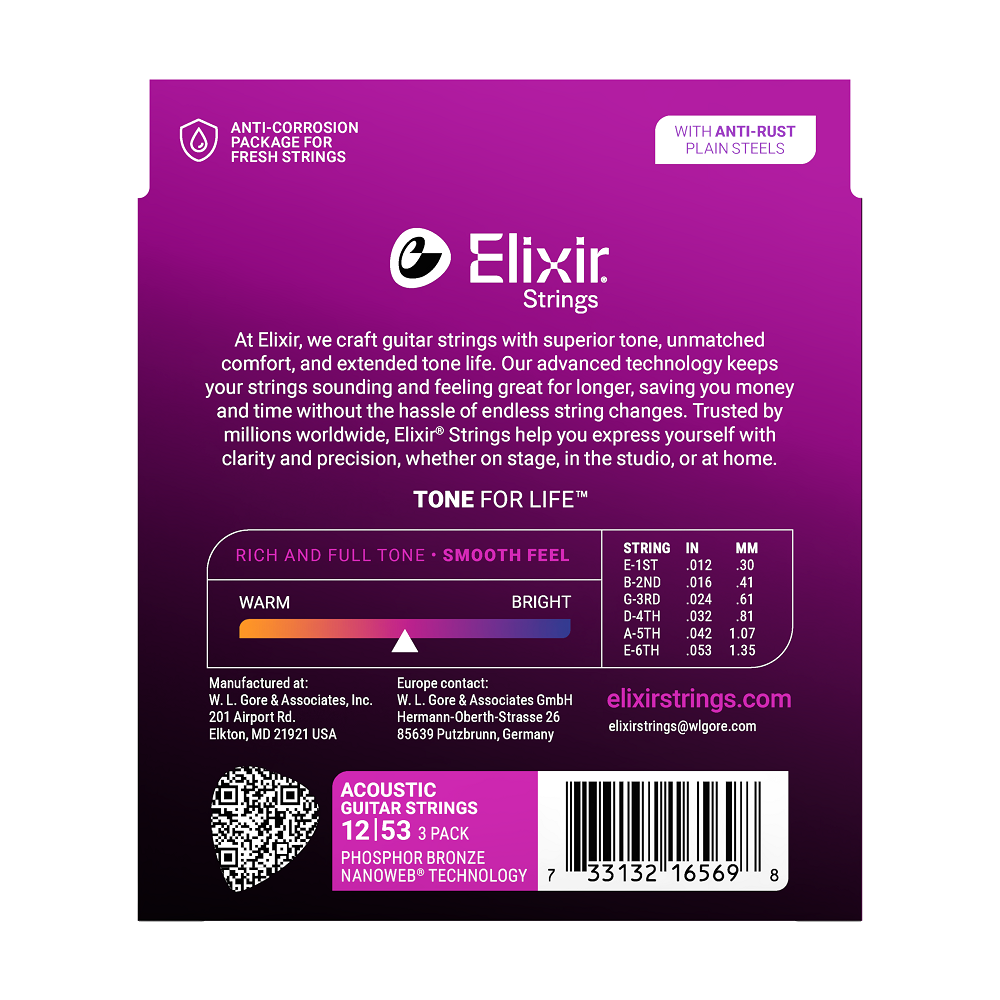 16569 3er Pack Acoustic Phosphor Bronze 012-053