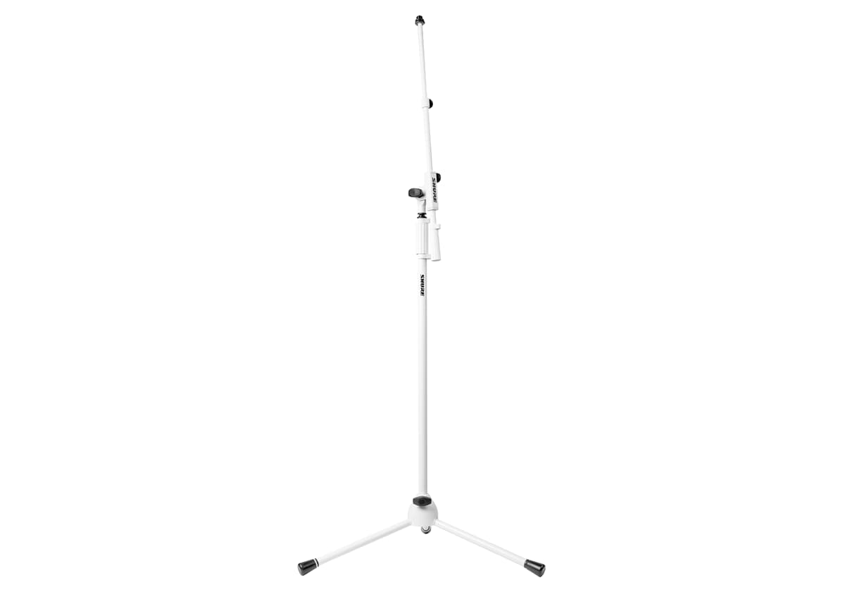Mikrofonstativ mit Teleskopgalgen – Weiß