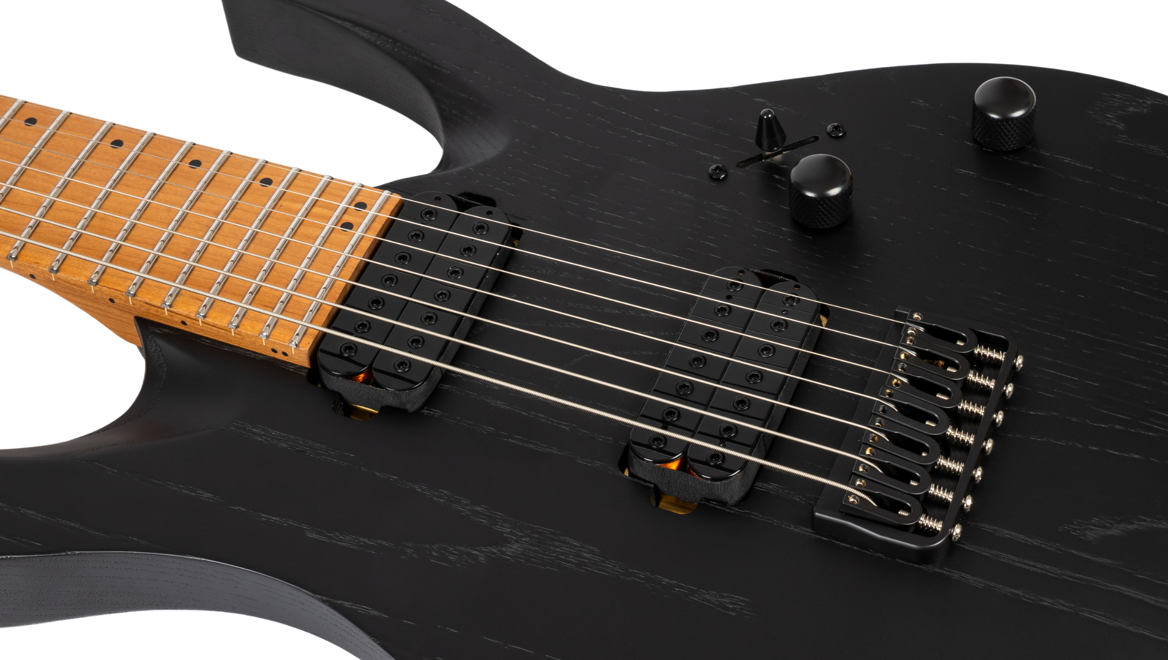 S-607 ABK 7-String E-Gitarre Swamp Ash Black Stainless Steel