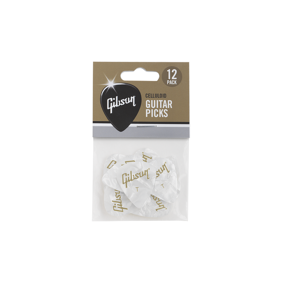 Pearloid White Picks 12 Pack Thin