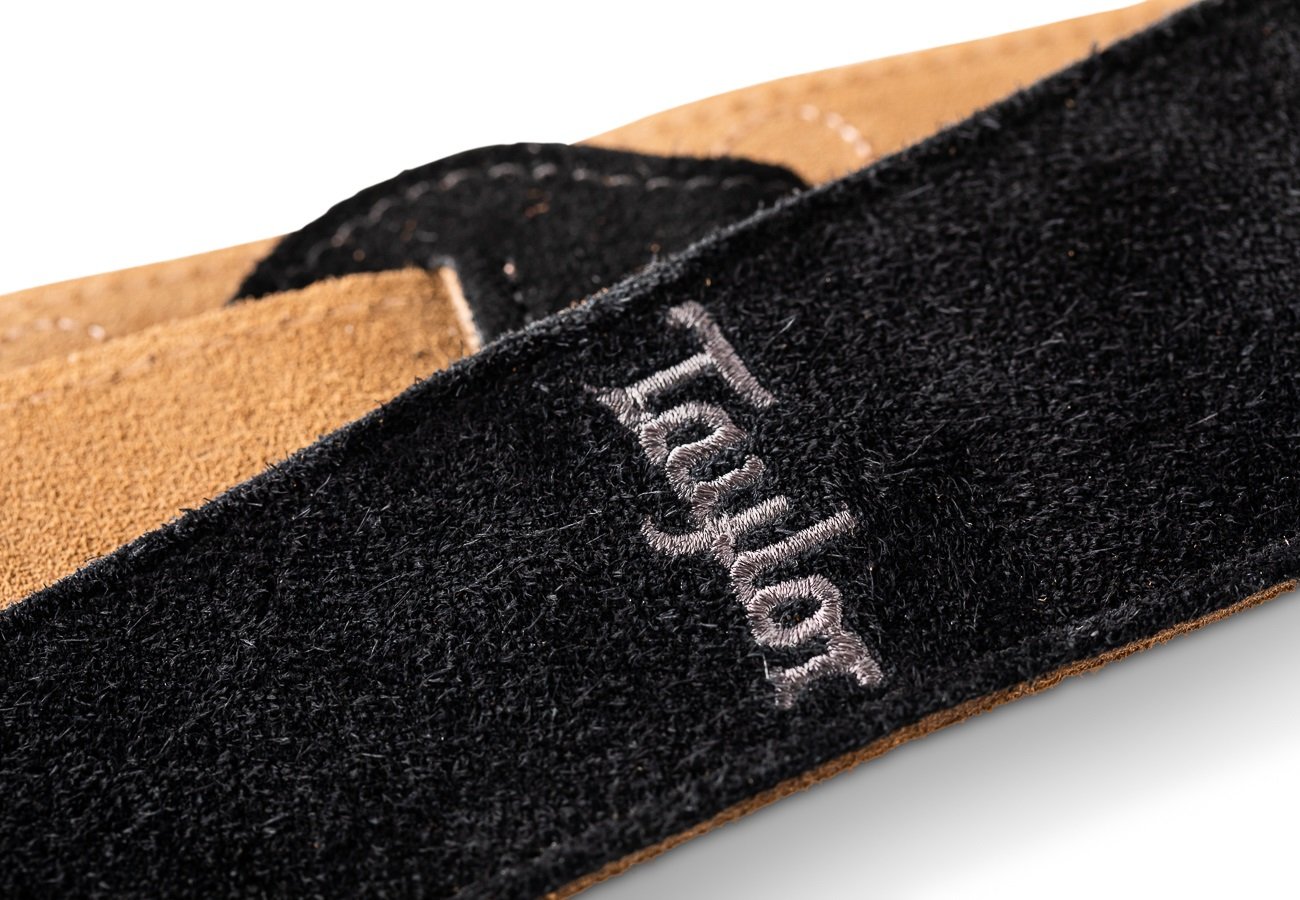 Embroidered Suede Guitar Strap Black
