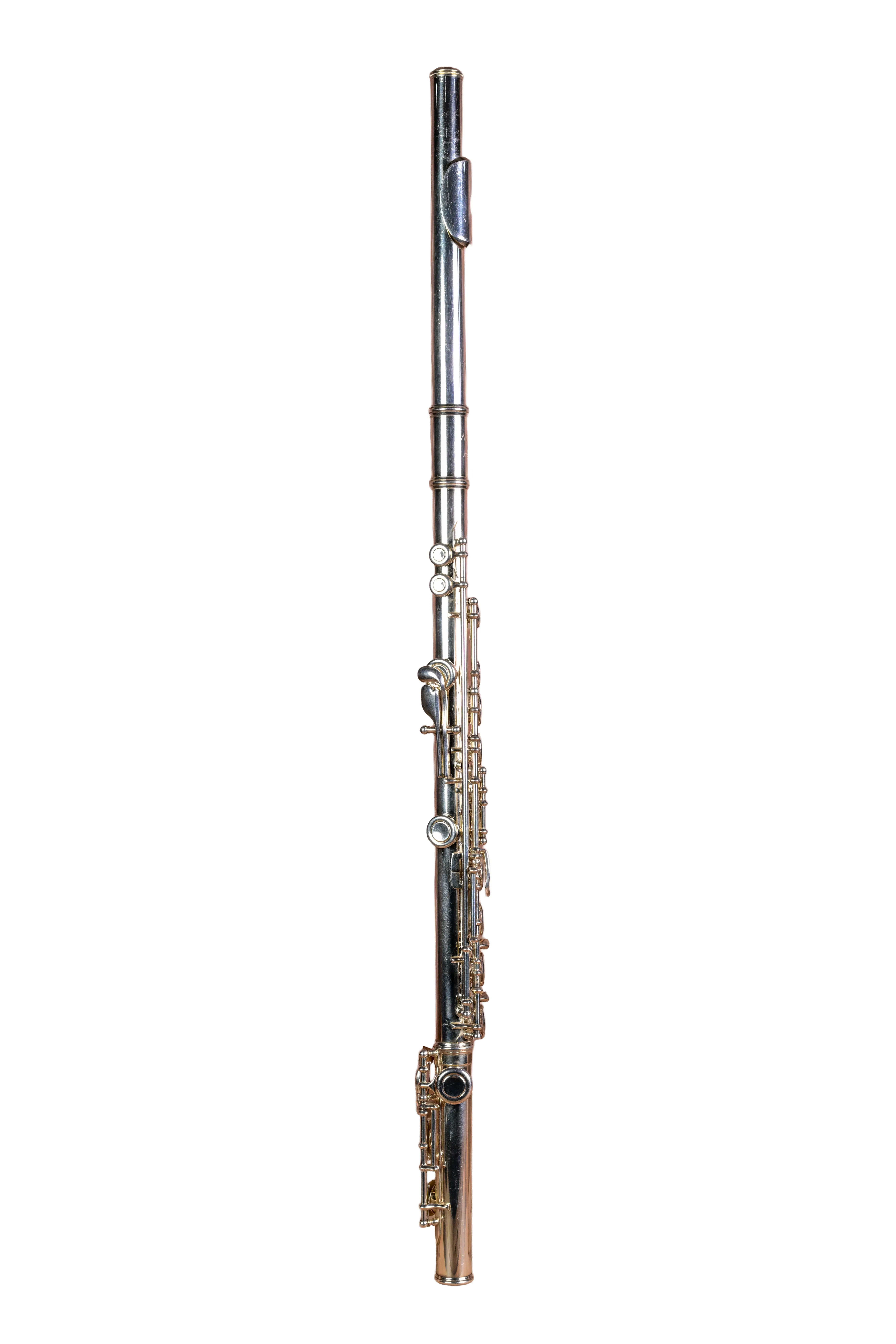 Querflöte, Silberfarben, Metall, Klappenmechanik, Blasinstrument