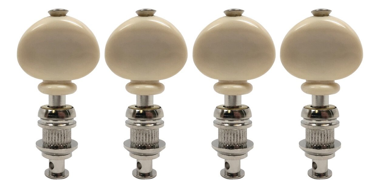 4W Sta-Tite Ukulele Pegs with White Button - 4 pcs. - Nickel