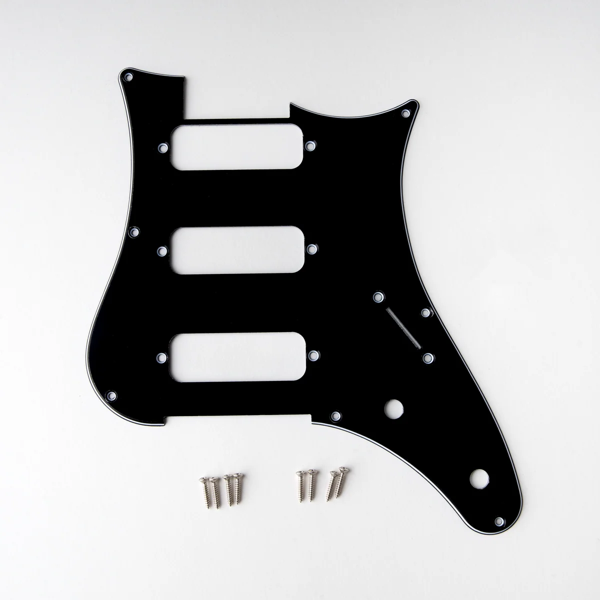 E-Gitarren-Schlagbrett, schwarz, Kunststoff, drei Tonabnehmeröffnungen, Befestigungsschrauben