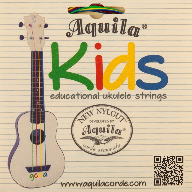 138U - Kids Series, Multi-Color Educational Ukulele String Set - GCEA Tuning (High-G), incl. Method 
