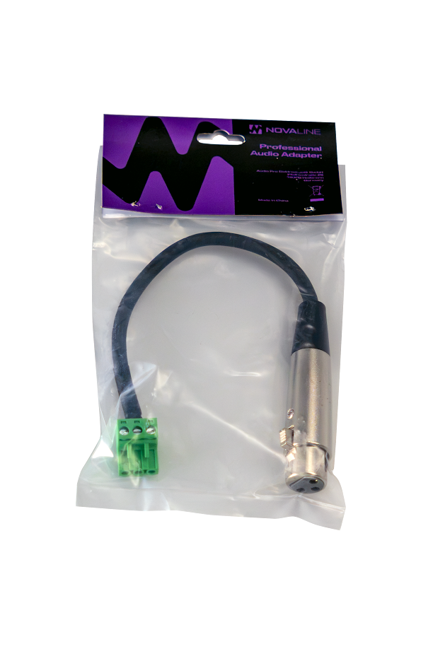 Audioadapter, XLR-Stecker, Schraubklemme, schwarzes Kabel, Metallstecker
