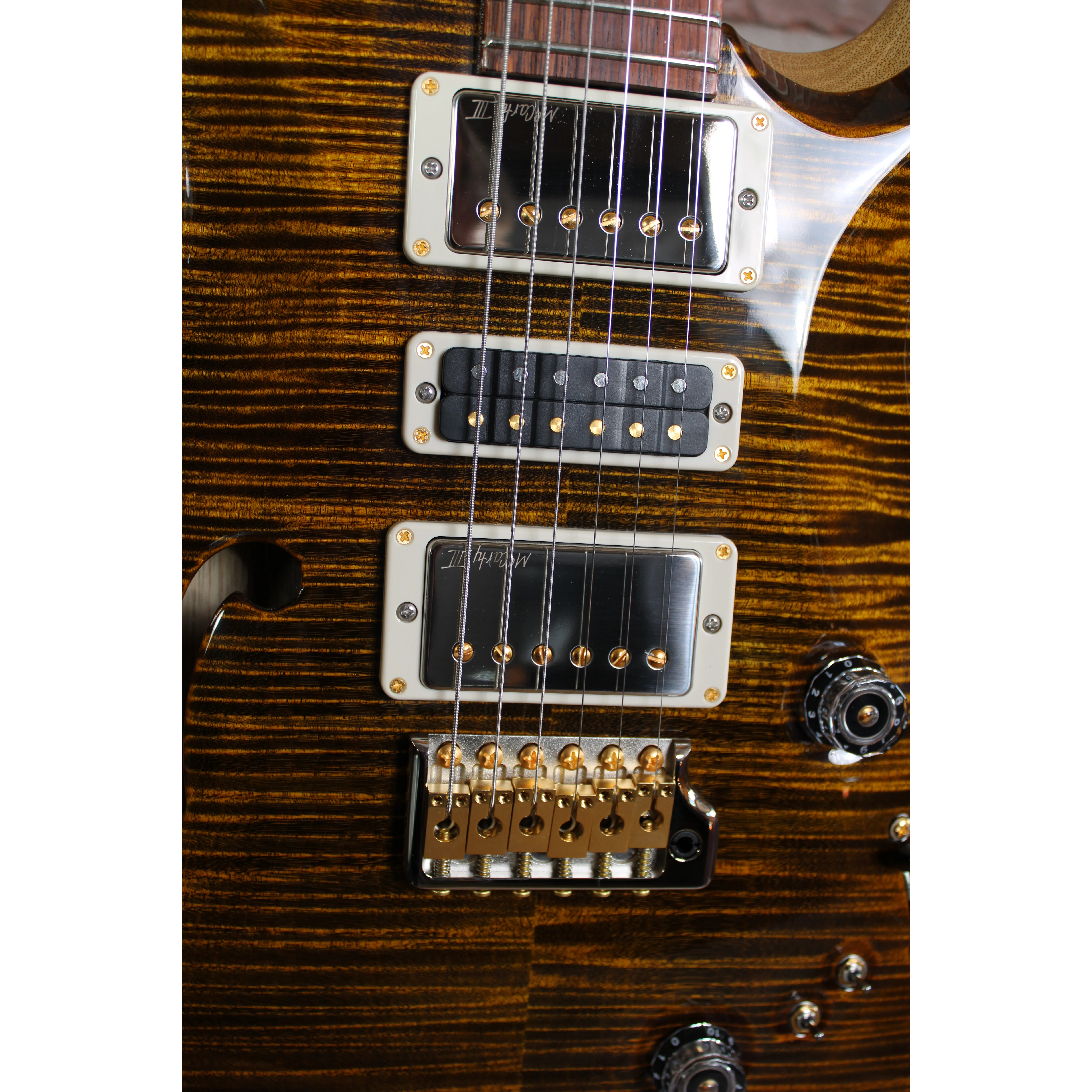 PRS 40th Anniversary Special Semi-Hollow Ltd Yellow Tiger McCarty III Pickups Nahaufnahme