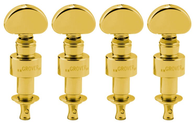 119G Geared Banjo Pegs with Metal Button - 4 pcs. - Gold