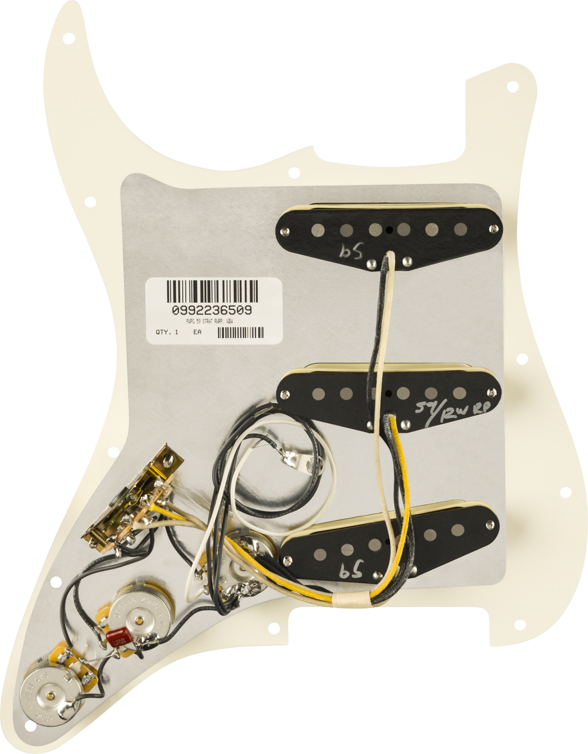 Pre-Wired Strat Pickguard Pure Vintage 59  Parchment 11 Hole