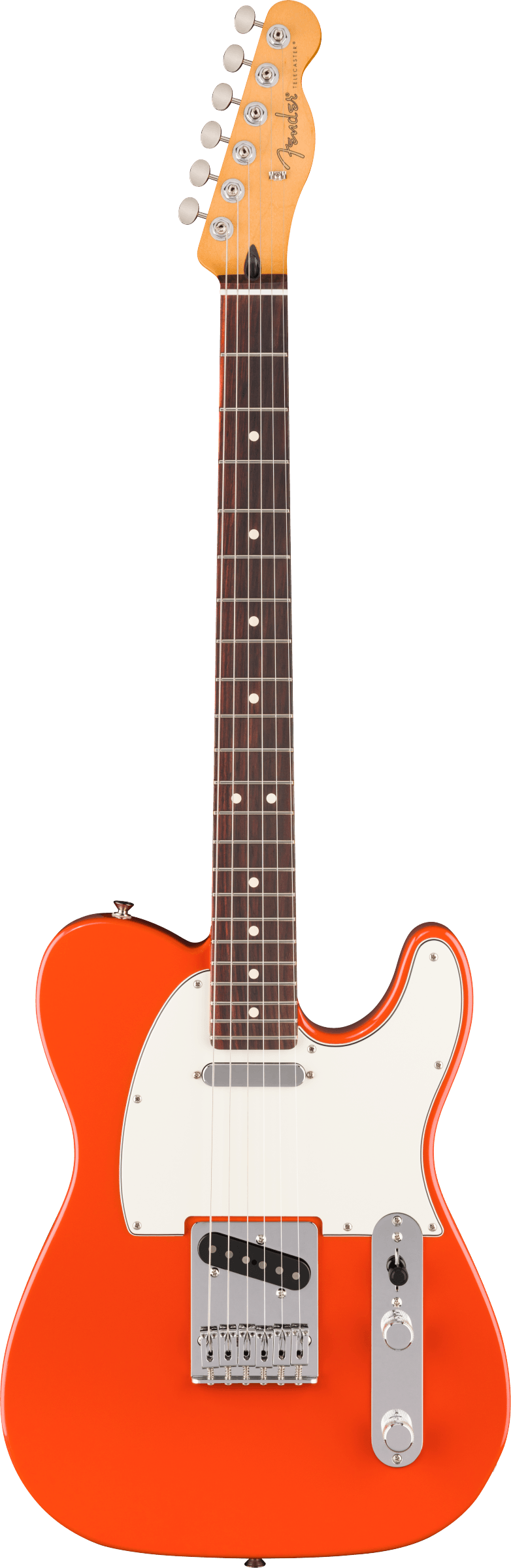 E-Gitarre, leuchtend orange, massiver Korpus, Palisandergriffbrett, Telecaster-Form