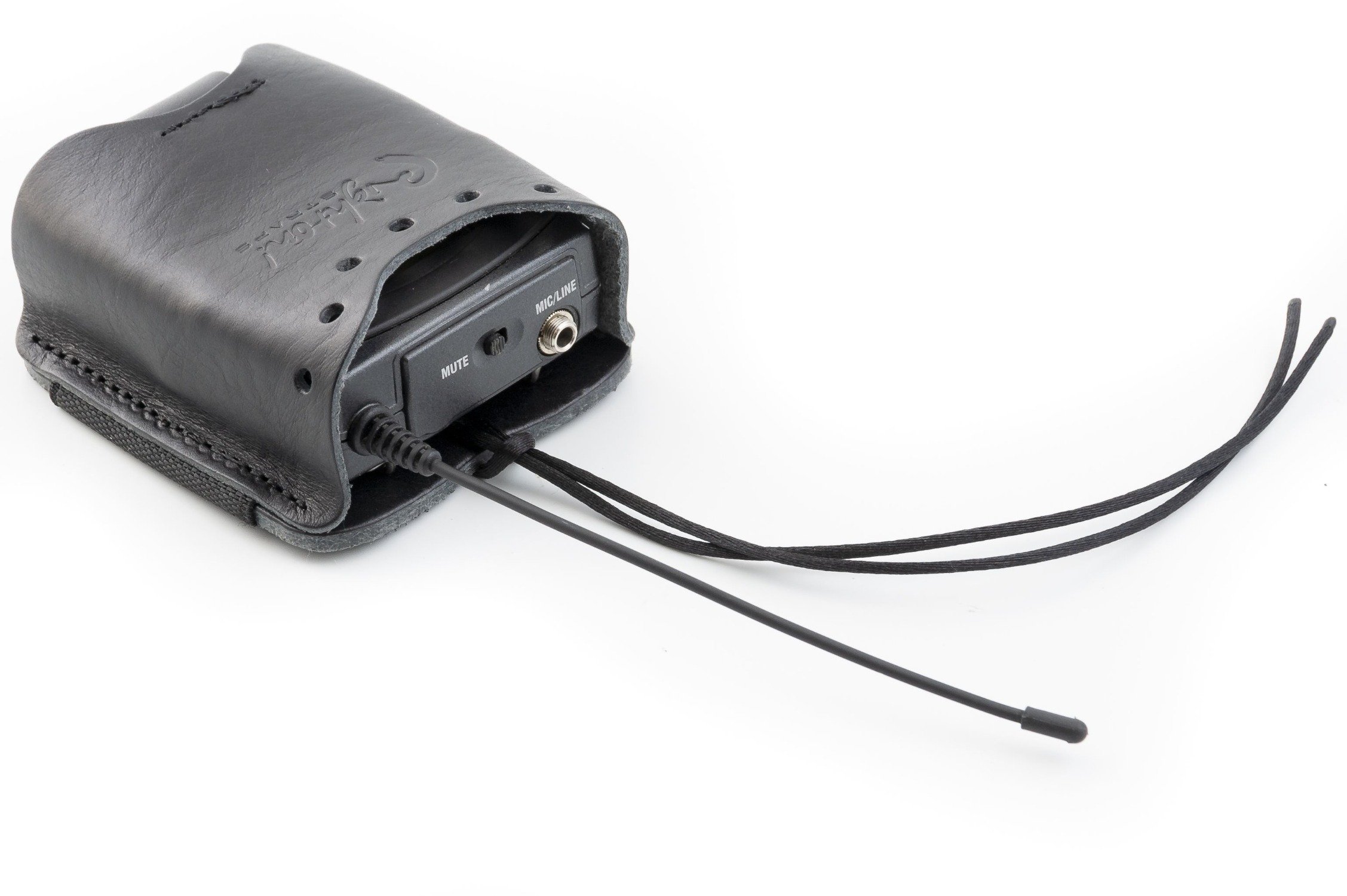 Wireless Pocket In-Ear transmitter Leather-Pouch Black