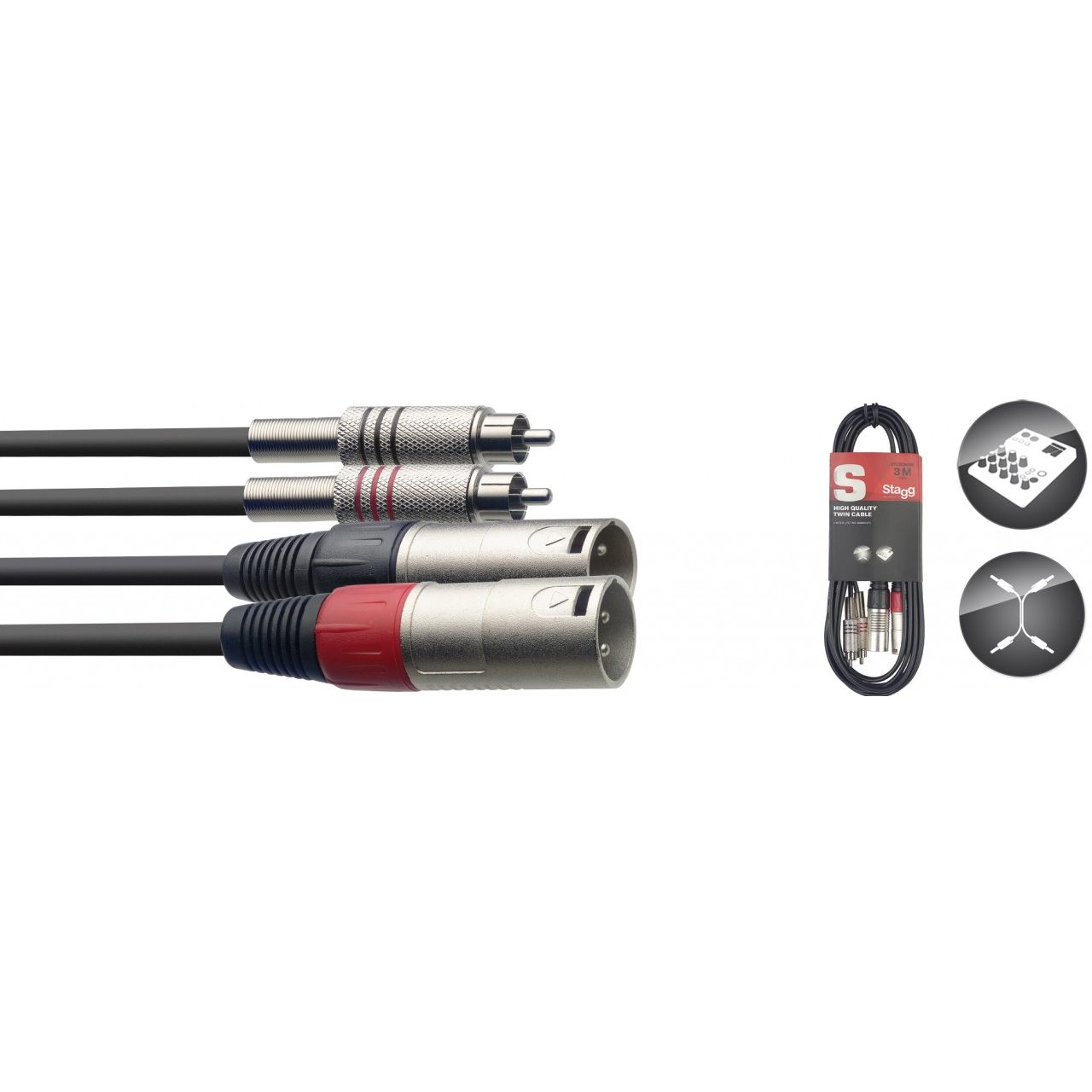Twinkabel 60cm mCinch/XLRm