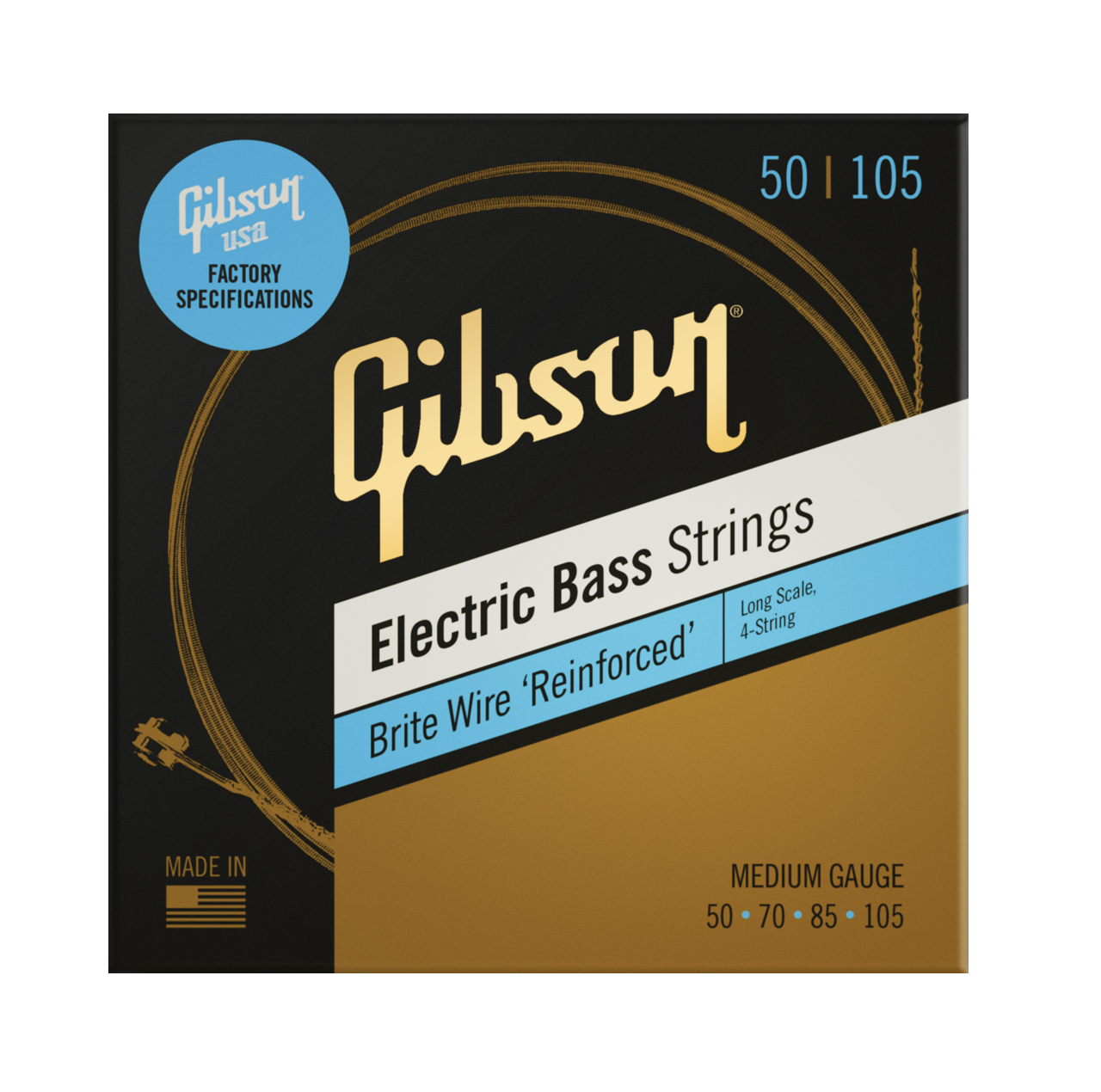 Long Scale Brite Wire E-Bass Saiten, 4-String, Roundwound .050-.105