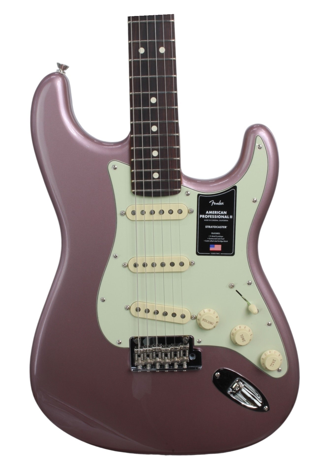 American Pro II Matching Headcap Stratocaster, Burgundy Miste Metallic