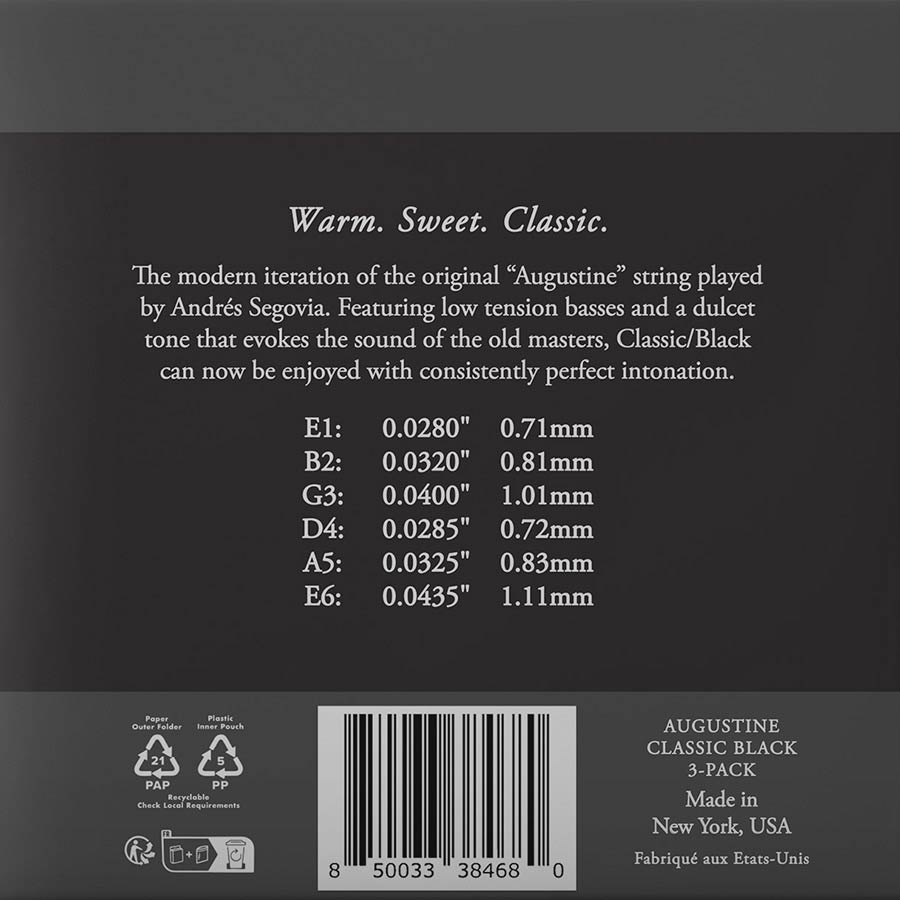Classic Black String Set Classic, Regular Tension - 3er Pack